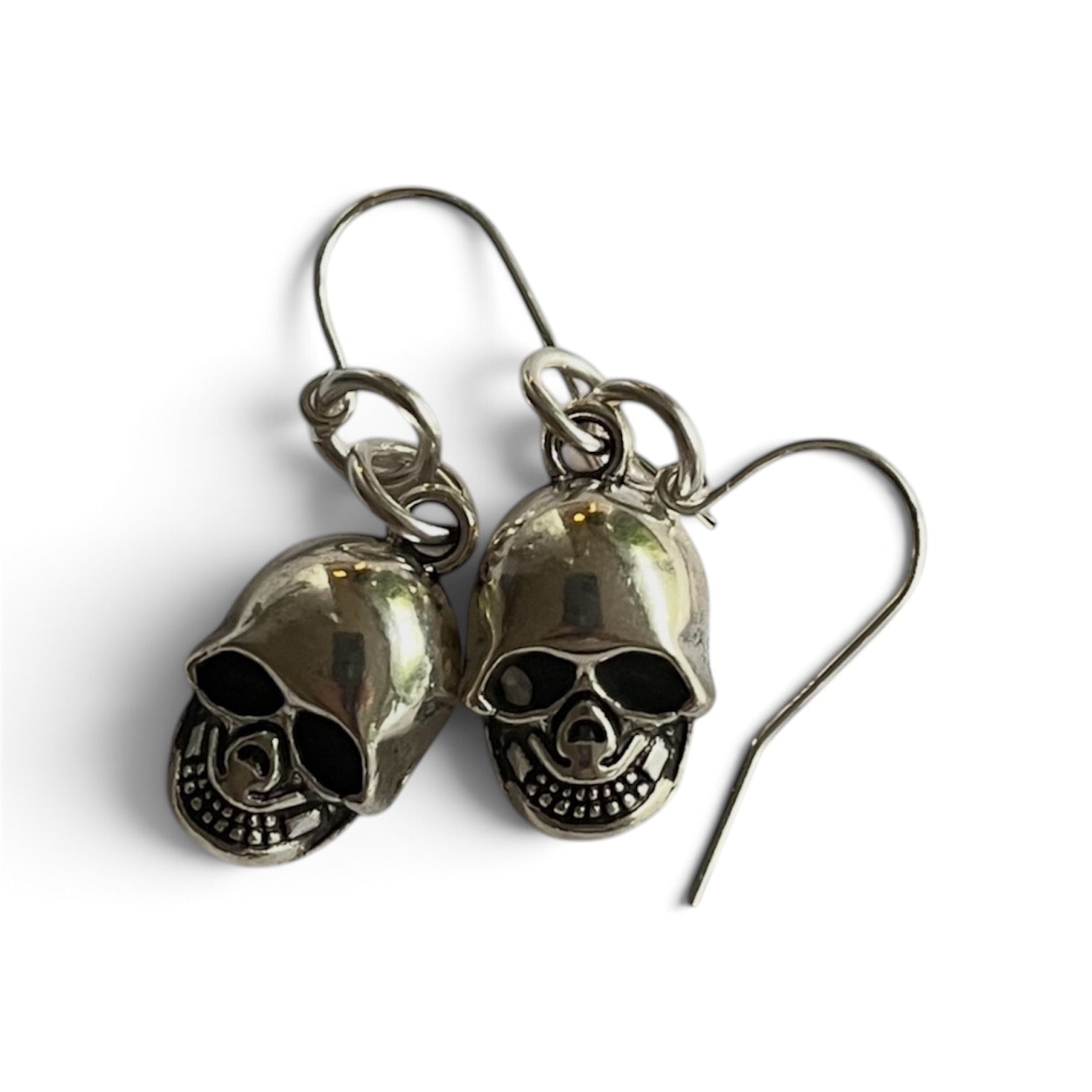 Totenkopf Ohrringe Ruthenium & Brisur 925 Sterling Silber
