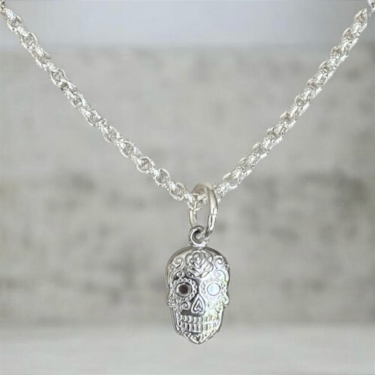 Kette Totenkopf Silber Neu