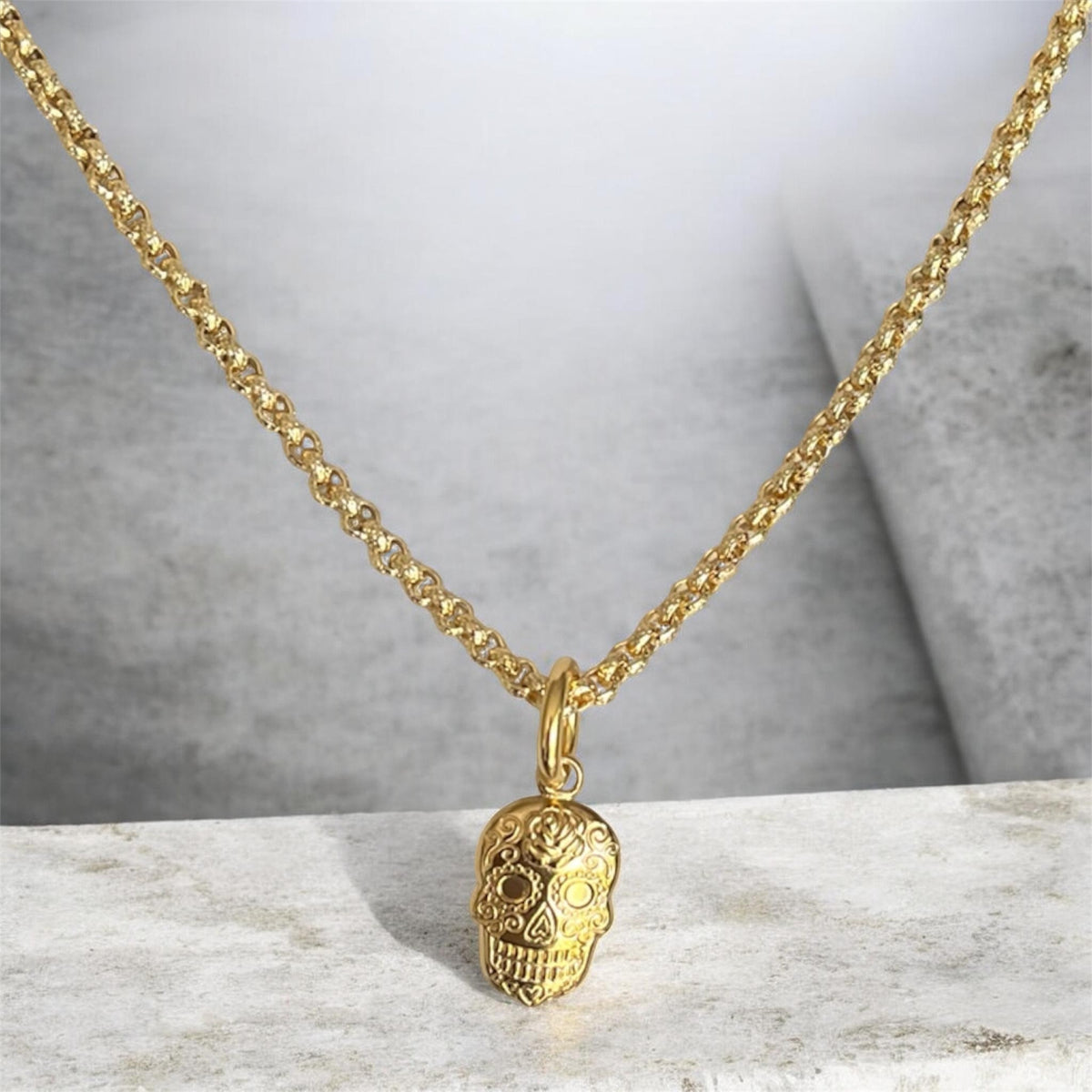 Kette Totenkopf Gold Neu