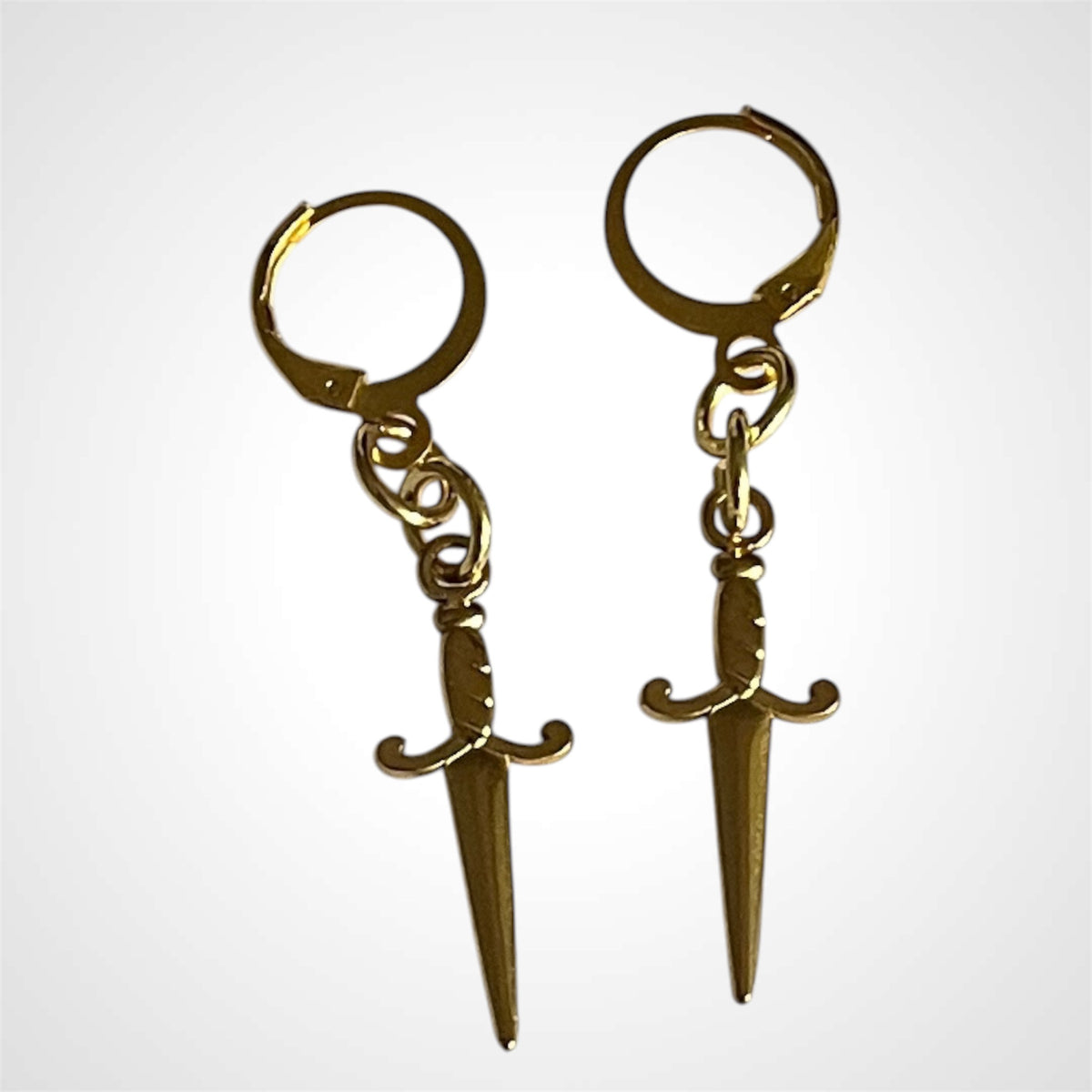 Gothic Schwert Ohrringe Gold Neu