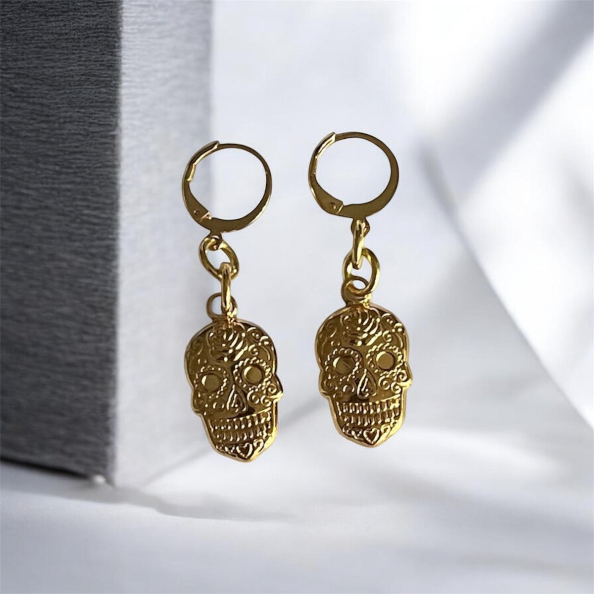 Totenkopf Ohrringe Gold Neu